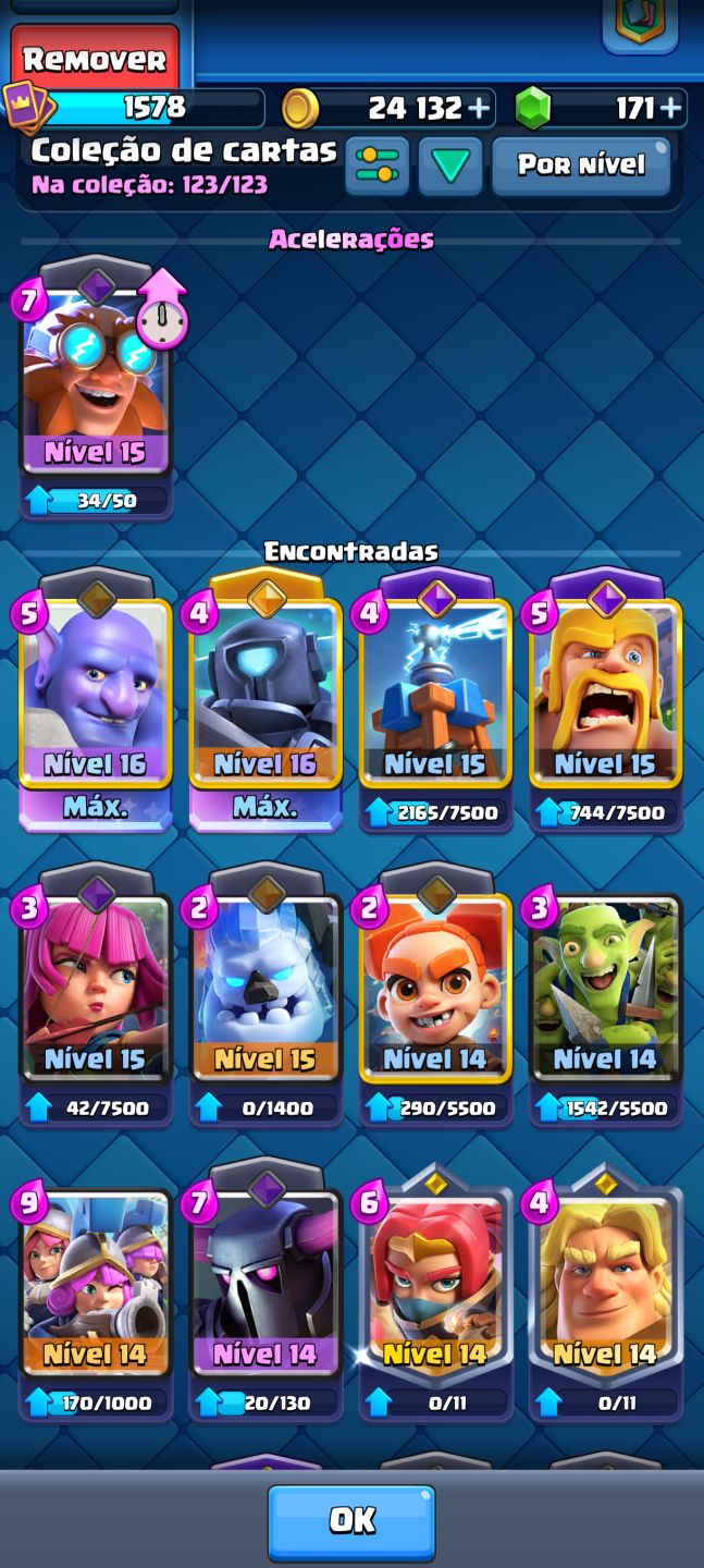 CONTA CLASH ROYALE ANTIGA COM ALGUMAS EVO DO META