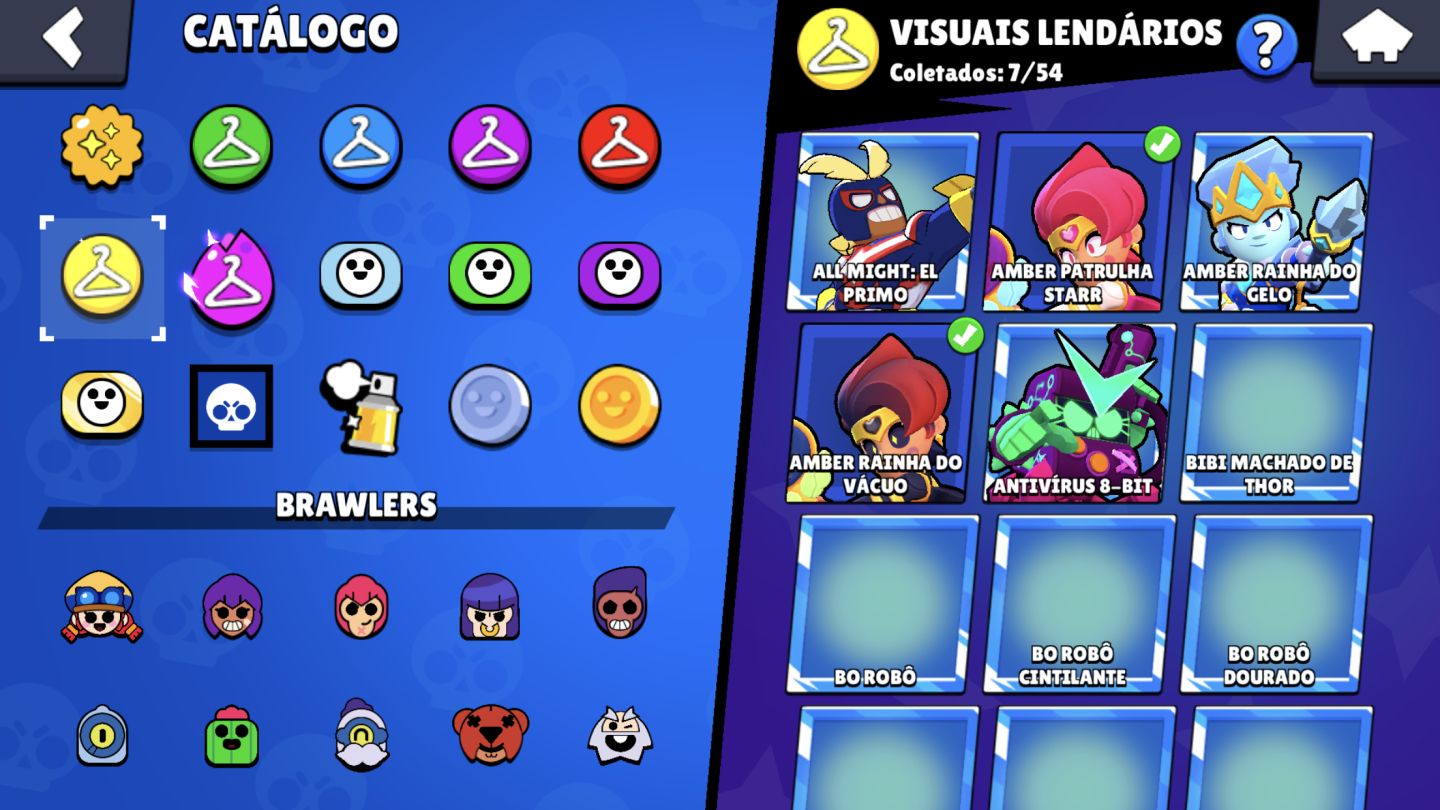 CONTA BRAWL STARS 58K (2019) 104 BRAWLERS, 13/14 LENDÁRIOS, 286 SKINS, 35 Hipers
