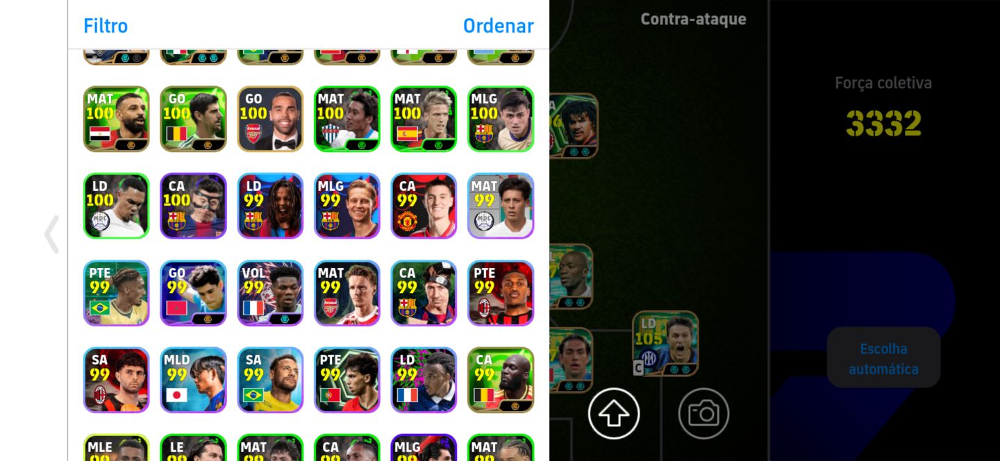 Conta eFootball Mobile Messi + CR7 + Del Piero Elenco Forte.