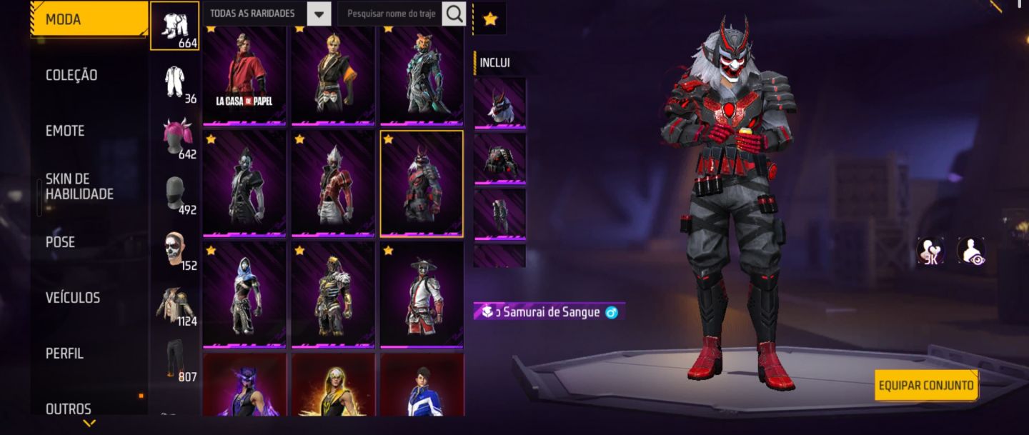 Conta de FF Full Com Muitos Passes + Armas Evo Full!