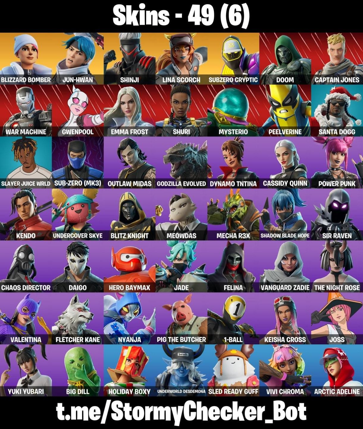 CONTA FORTNITE COM 49 SKINS DOOM/CAPTAIN JONES/SANTA DOGG/VALENTINA