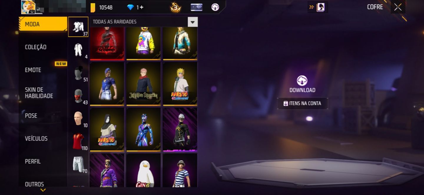CONTA LVL 52 | UMP BOOYAH 2021 LV.4 | 18 EMOTES |