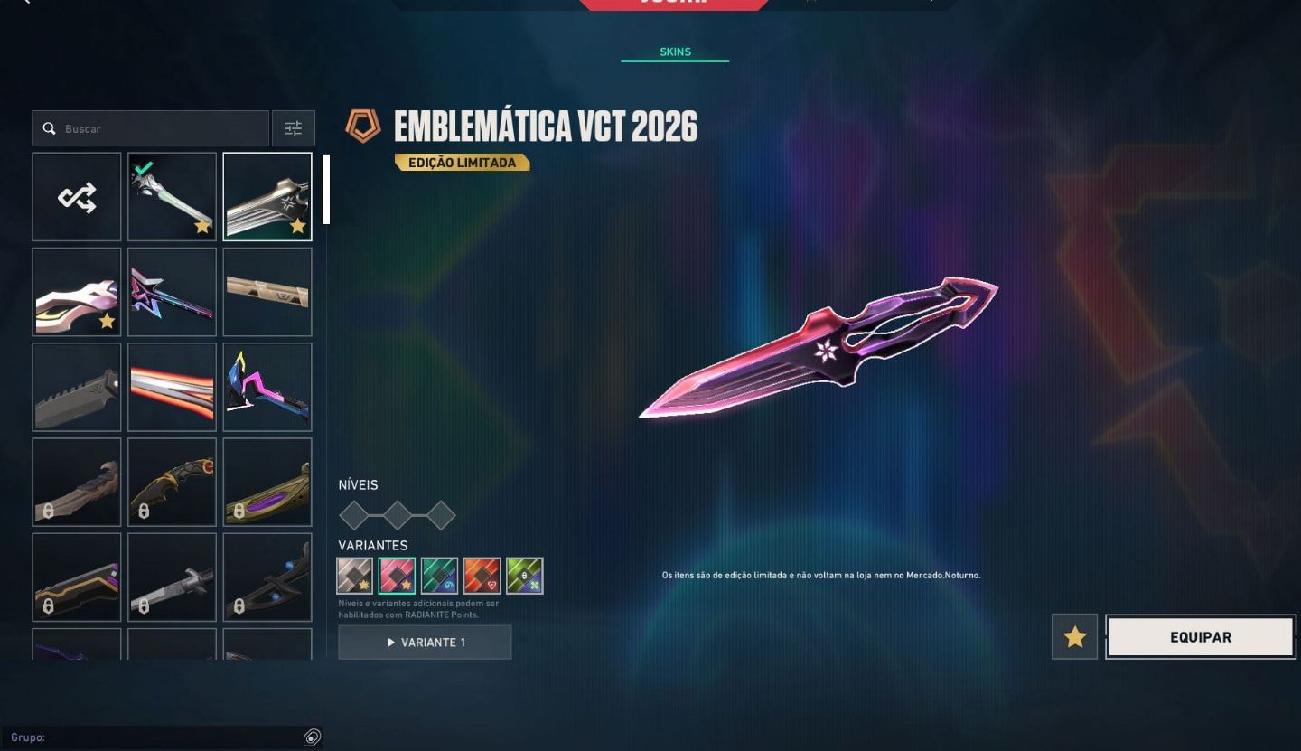 Conta com skin de vandal asas oniricas pacote vct 2026 e mt mais