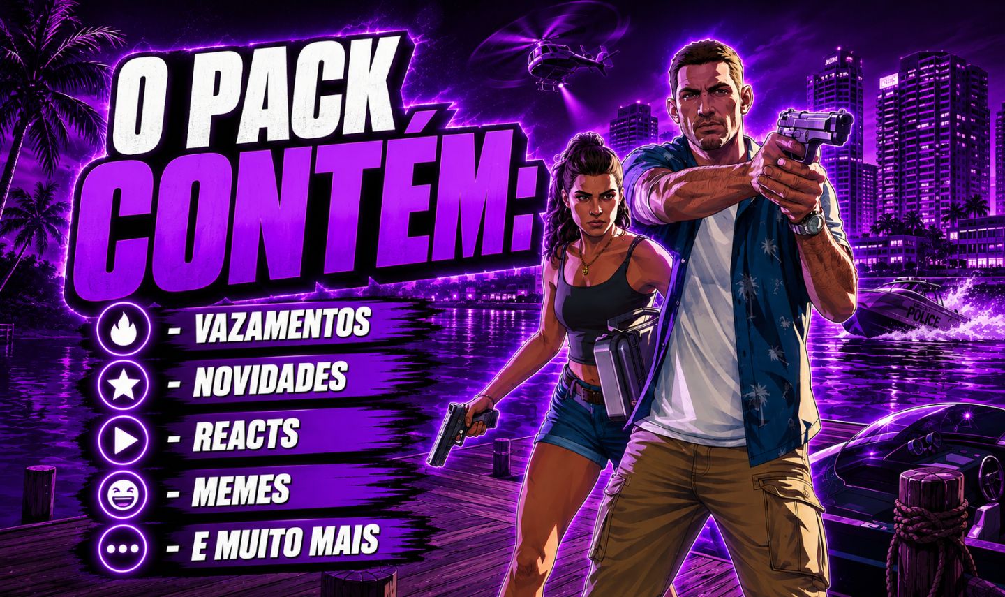 +600 VÍDEOS GTA VI | Vazamentos - Novidades - Reacts - Memes e Muito mais