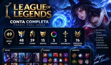 CONTA LOL LVL 49 | 48 SKINS | 39 ÍCONES
