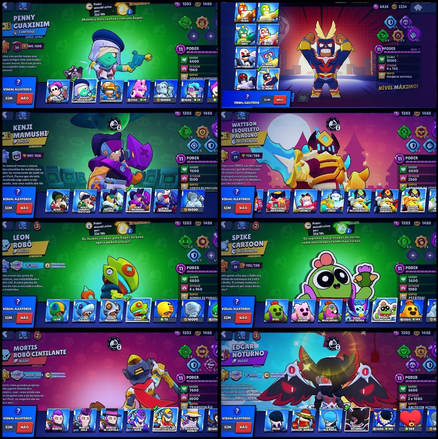 Conta de 2019 com 463 Skins / 5 Pro Pass (Colt / Dinamyke / Leon, Corvo e Brock)