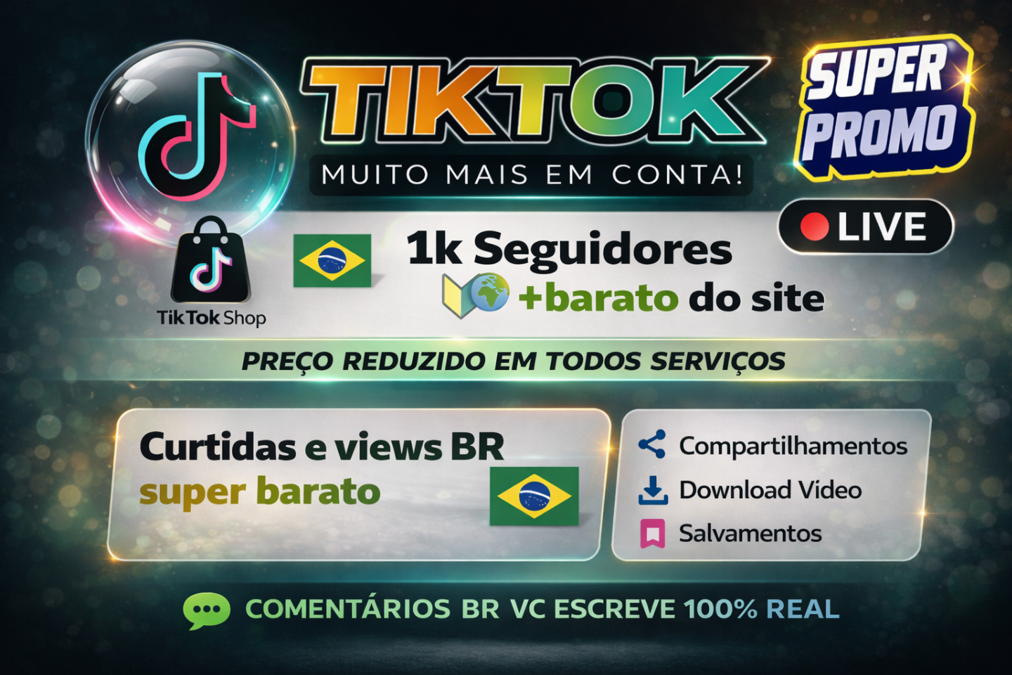 Seguidores TIKTOK + BARATOS do site , Visualizações, curtidas Br, Comentários BR