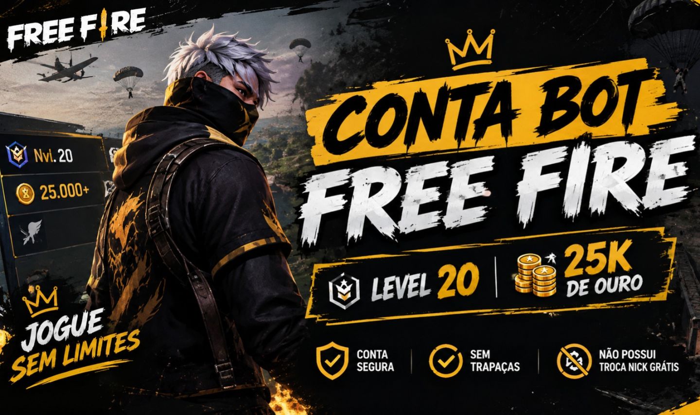 CONTA FREE FIRE LV20 + 25K DE OURO