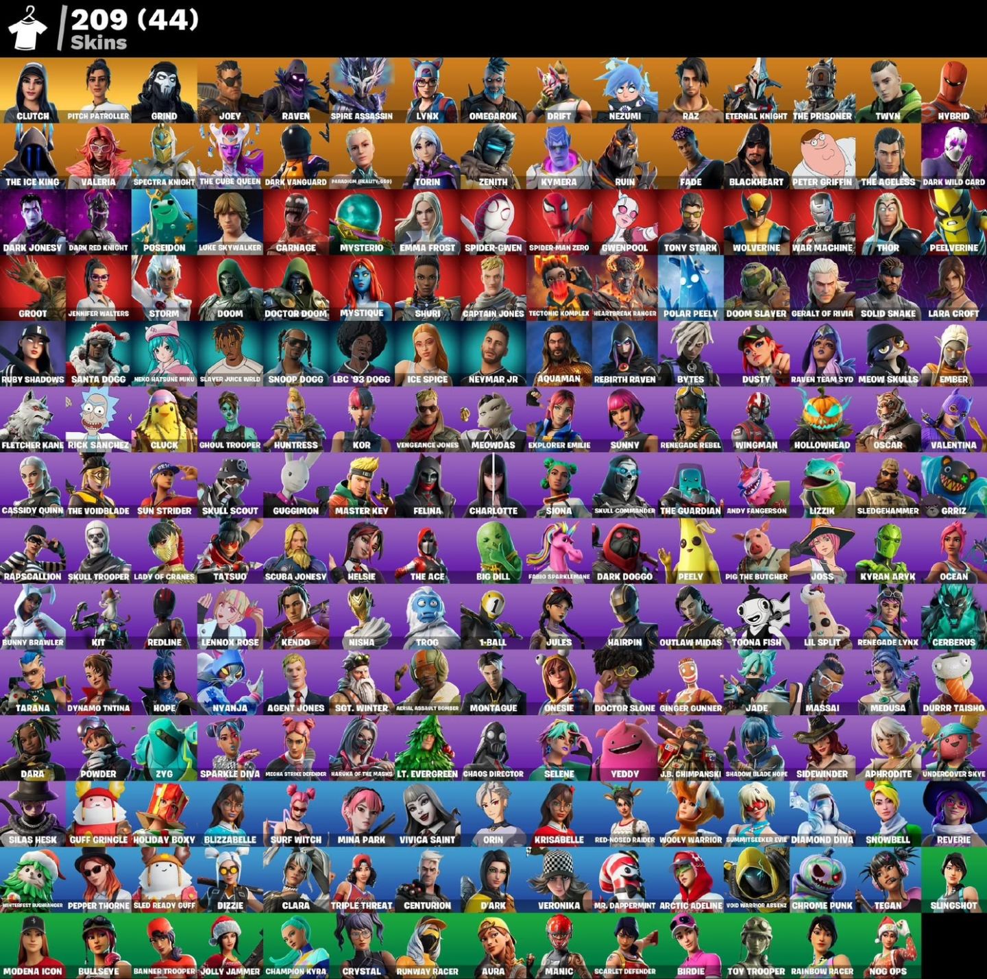 FORTNITE OG 2018 | 209 SKINS | LEVIATÃ | CLUTCH + GRIND | +600 COSMÉTICOS
