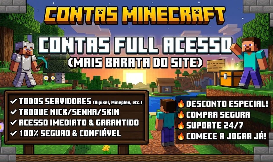[MAIS BARATO DO SITE] CONTA DE MINECRAFT FULL ACESSO PERMANENTE JAVA/BEDROCK