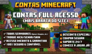 [MAIS BARATO DO SITE] CONTA DE MINECRAFT FULL ACESSO PERMANENTE JAVA/BEDROCK