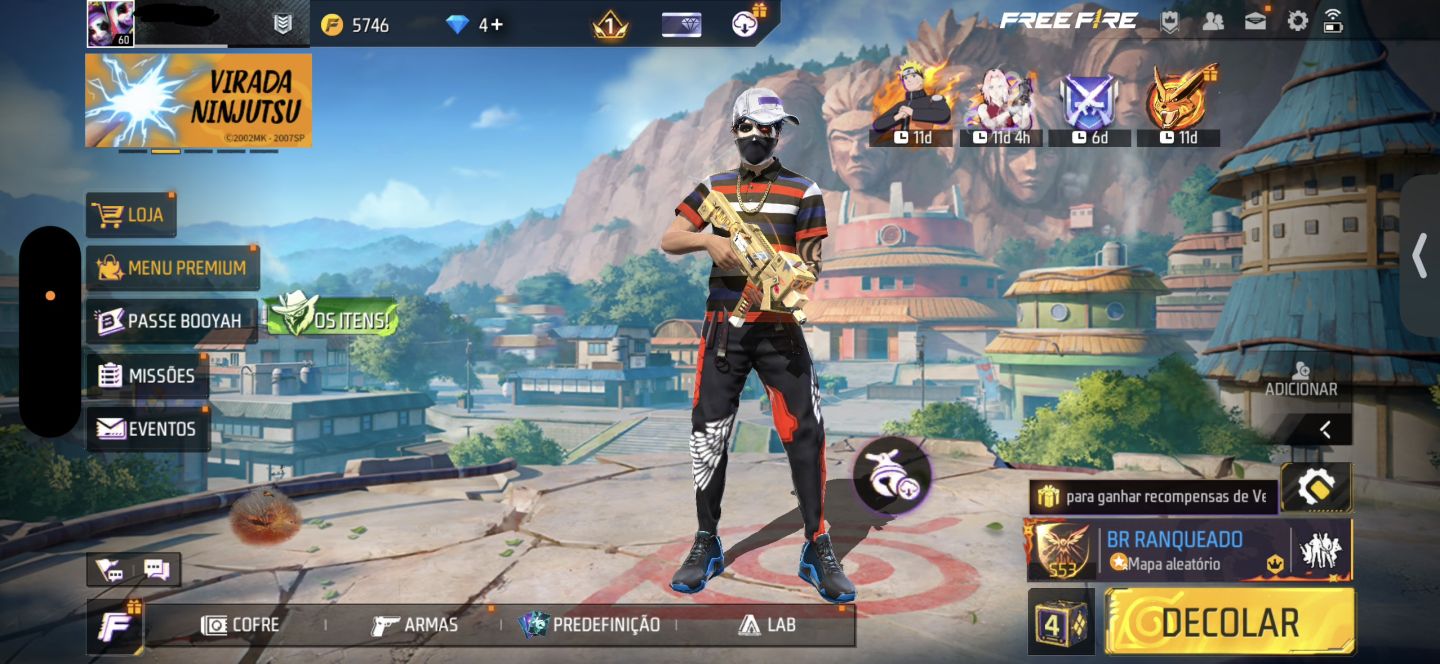 CONTA DE FREE FIRE GEMADA NÍVEL 60 COM ANGELICAL, FITINHA e COELHÃO