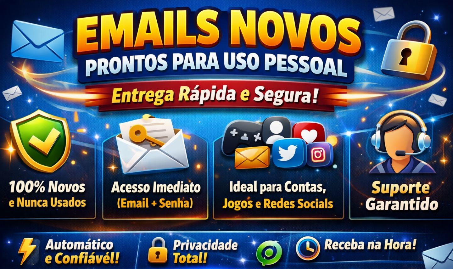 EMAILS NOVOS PRONTOS PARA USO PESSOAL ENTREGA IMEDIATA