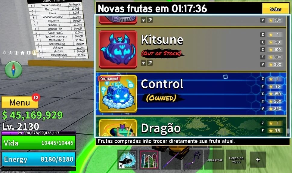 Conta Upada em Vários Jogos Blox Fruits Perm Control ,Vbl,slayer 2 ..