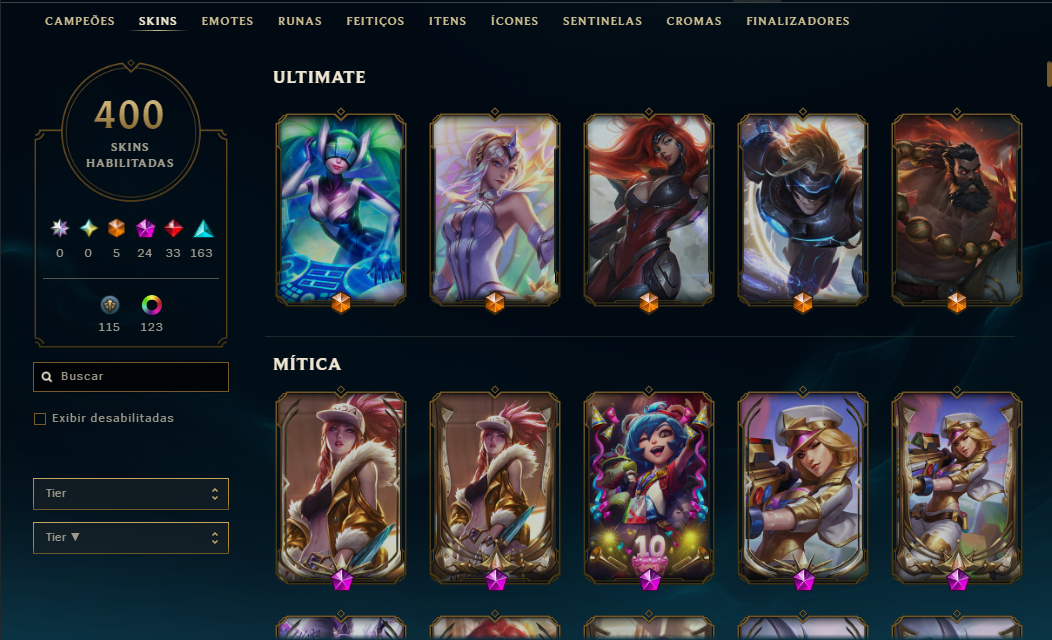 Continha 400+ skins pegou GM nessa season tudo alterável!
