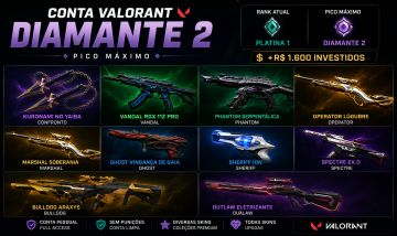 Conta Valorant | Diamante 2 | Kuronami + RGX + Íon + Gaia + Serpentálica