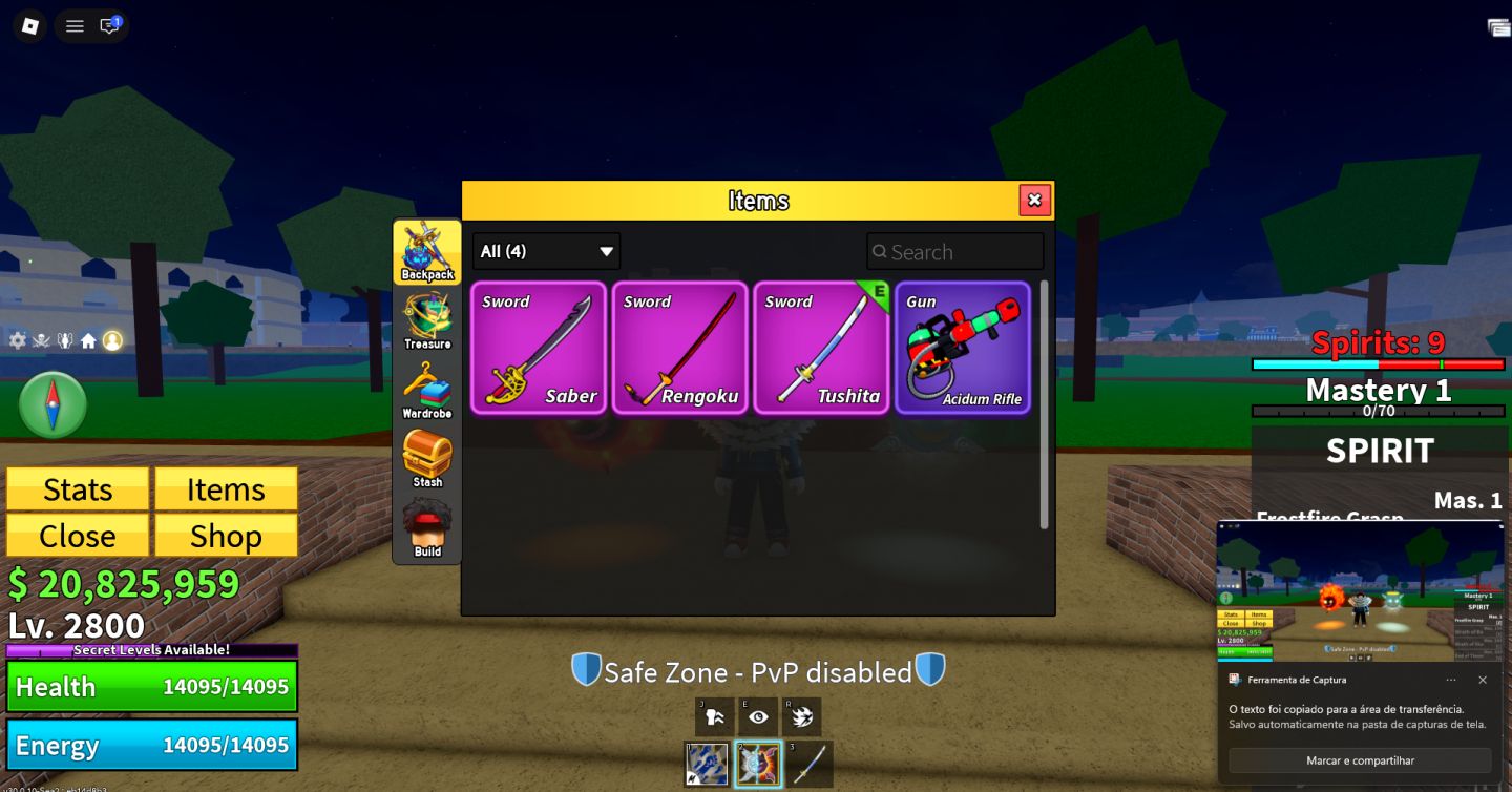 Conta de blox fruits Starter Com Spirit E godhuman