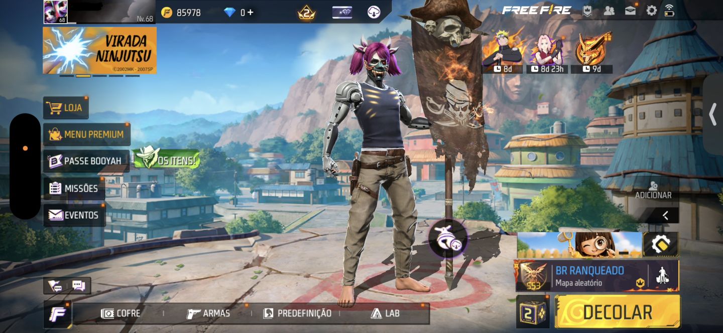 CONTA DE FREE FIRE GEMADA NÍVEL 68 COM ANGELICAL, MANDELA e PÉ DESCALÇO