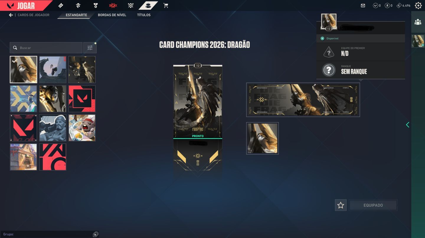 CONTA VALORANT PLATINA 3 COM VANDAL HEROI VALOROSO E PACOTE CHAMPIONS 2026