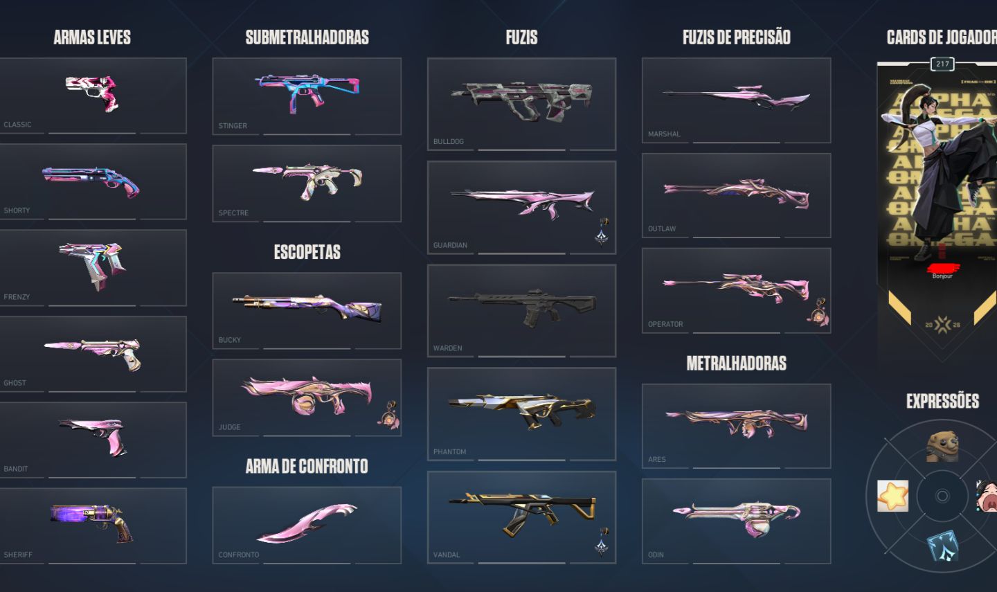 CONTA VALORANT VÁRIAS SKINS (CHAMPIONS 2025 e 2026, AERIS, FLORETÉREA E MT MAIS)