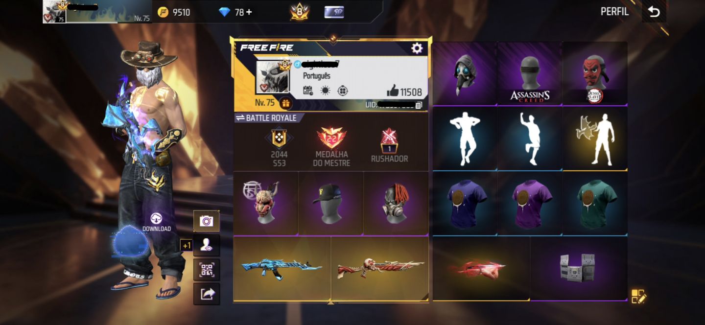 CONTA PRIME 8, COM PASSES ANTIGOS E DIVERSOS ITENS RARÍSSIMOS(LEIA A DESCRIÇÃO!)