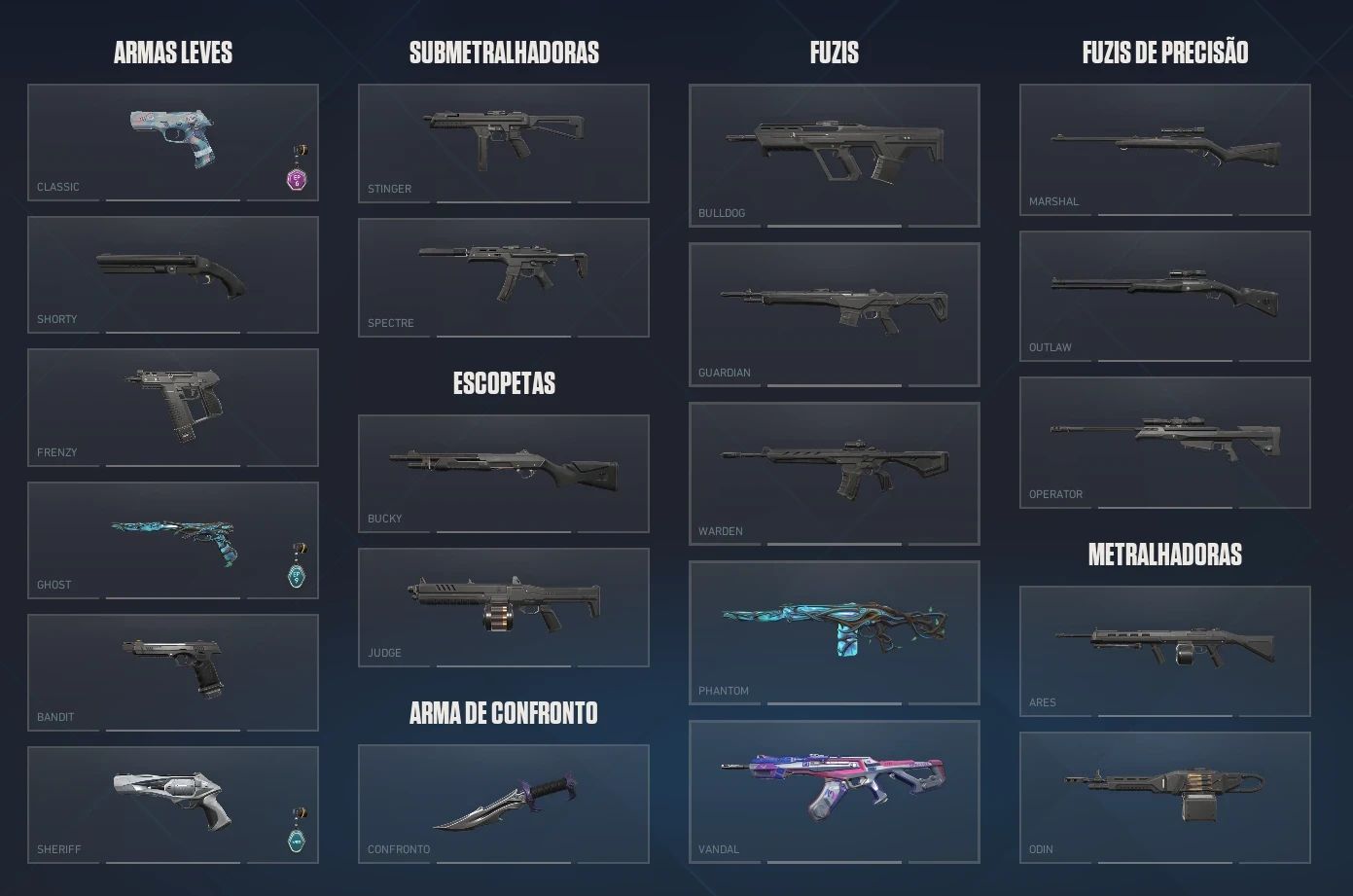 CONTA VALORANT COM SKIN DE FACA, VANDA, PHANTOM, SHERIFF E GHOST