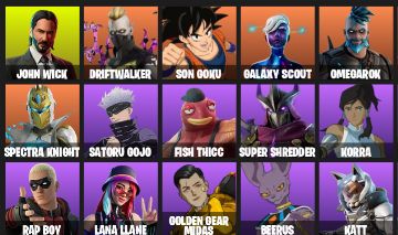 CONTA COM 73 SKINS - John Wick/ Son Goku/ Satoru Gojo/ Goku Black/ Driftwalker