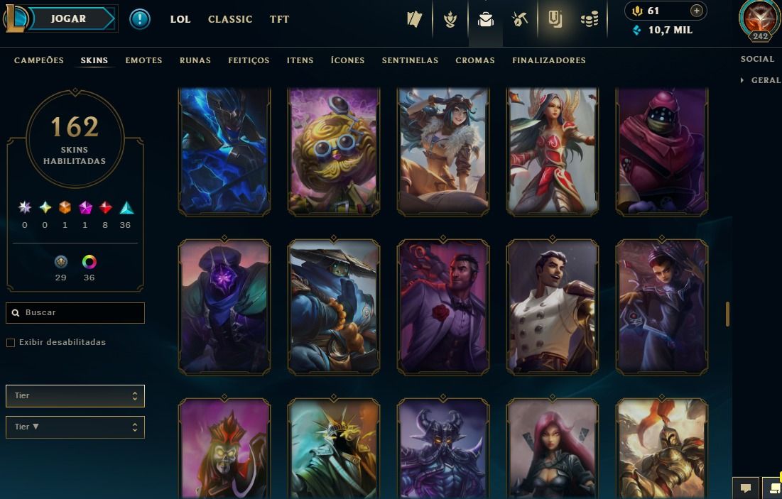 Full Acesso - 162 Skins - Todos Campeões - Level 242 - Season 2