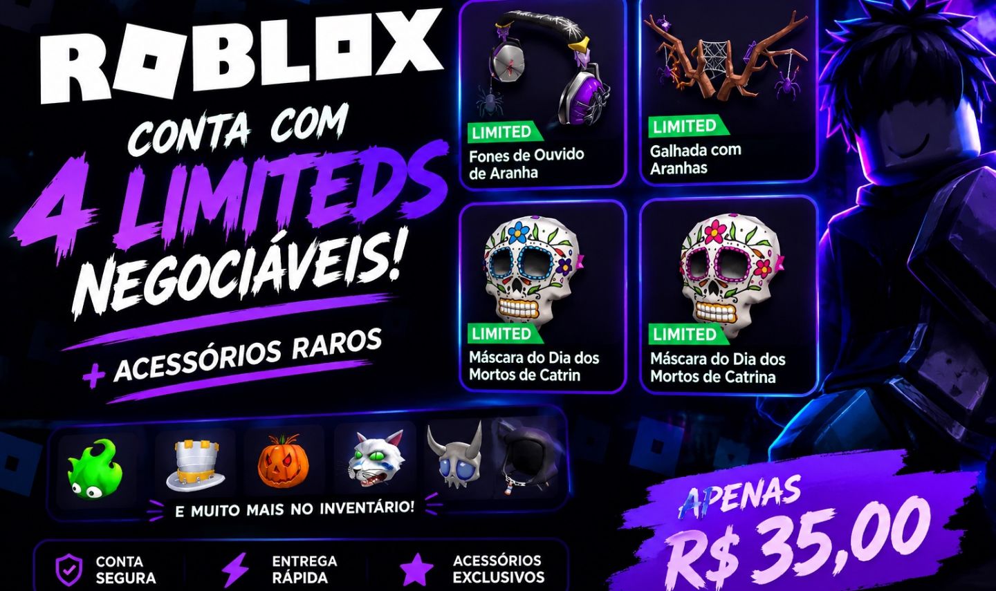 ROBLOX | CONTA COM LIMITEDS NEGOCIÁVEIS + ACESSÓRIOS RAROS