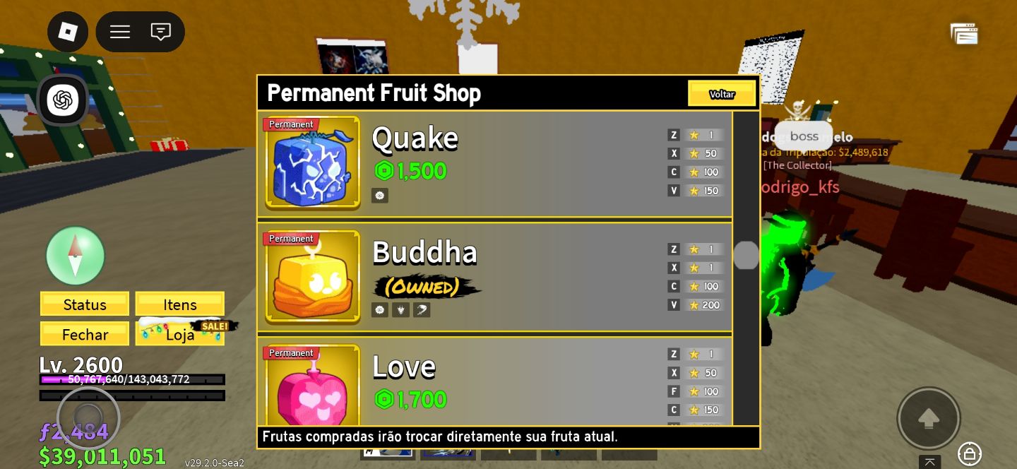Conta Blox Fruits FULL ENDGAME Dark Blade + V4 FULL + Frutas Raras.