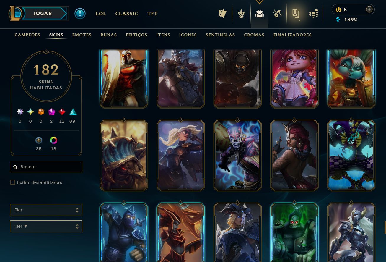 CONTA UNRANKED - 182 SKIN - FULL CHAMP + PREÇO BAIXISSIMO! - 100% SEGURA!