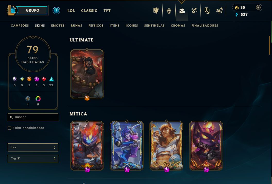 LOL OURO III SOLO/DUO + FLEX | 79 SKINS | 3 LENDÁRIAS | 4 MÍTICAS | 86 ÍCONES
