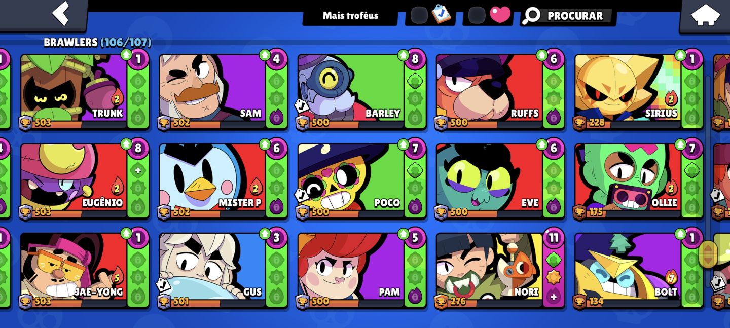 Conta Brawl Stars com todos os Brawlers e Elo mestre já pego