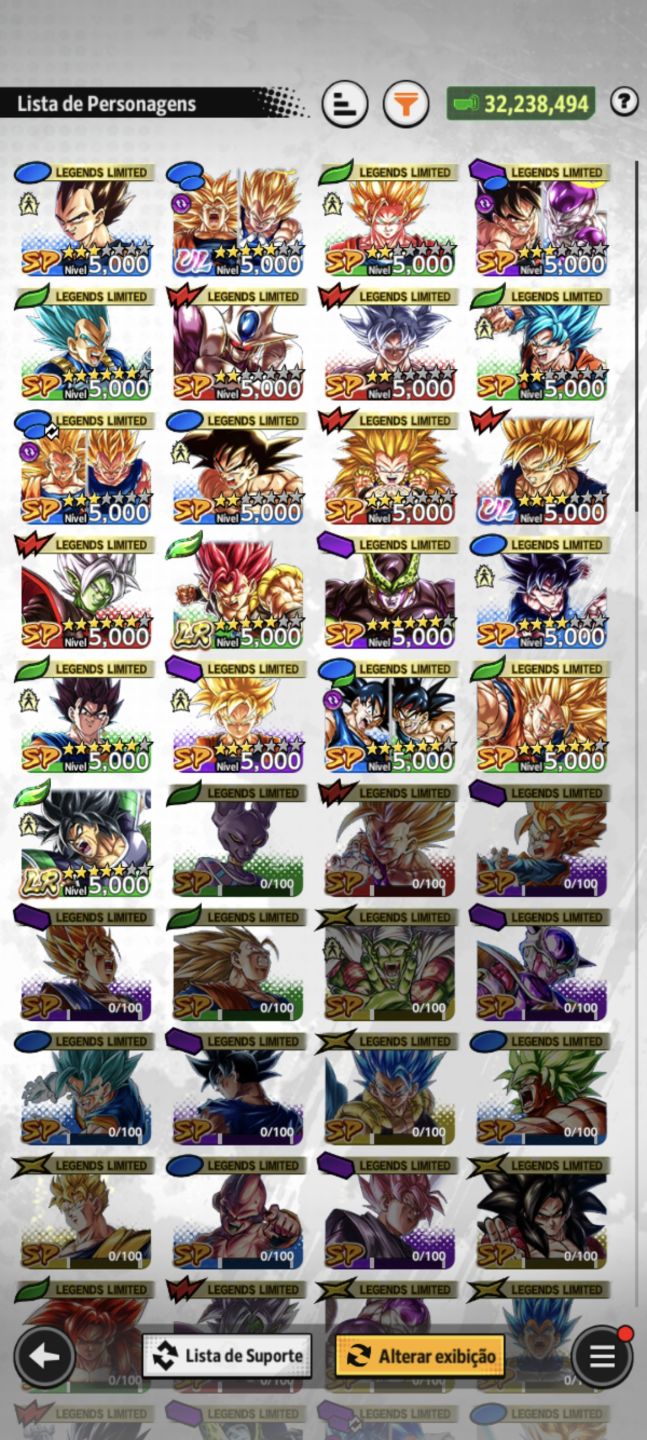 Conta DBZ Legend com novo Broly LR e Goku Ssj3 e vegeta Ssj2 Ultra