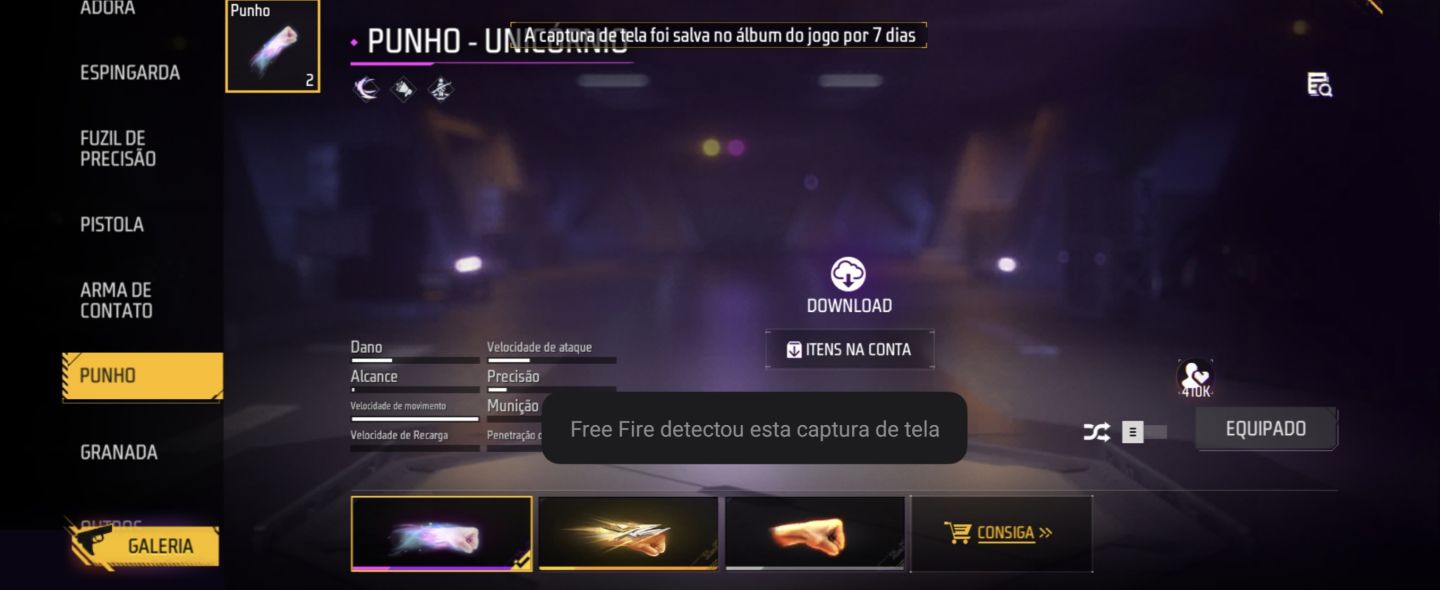 Conta Free fire itens exclusivos do jogo