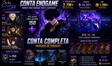 SOLO LEVELING: ARISE | CONTA ENDGAME 3.7M+ | 90K ESSÊNCIAS | SSR A5 | NÍVEL 150