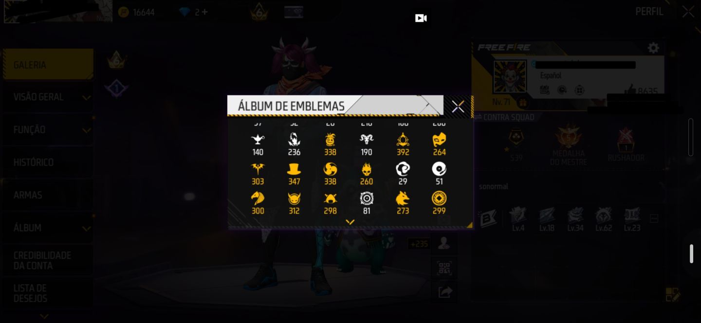 CONTA DE FREE FIRE COM MANDELA