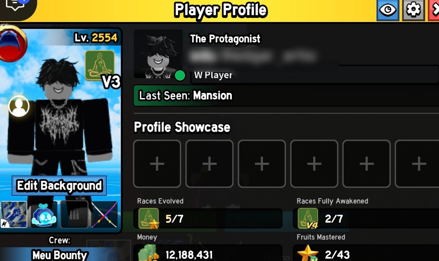 Blox Fruits | Nível 2554 | 5/7 Raças Evoluídas (2 V4) | 28 Frutas | $12M Money