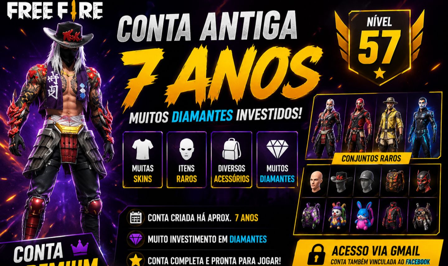 CONTA FREE FIRE 7 ANOS(Negociável)