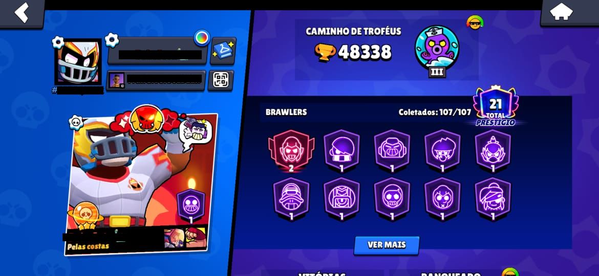 CONTA BRAWLSTARS | LENDÁRIO | TODOS BRAWLERS | 50K | RECHEADA DE SKINS | COLEÇÃO