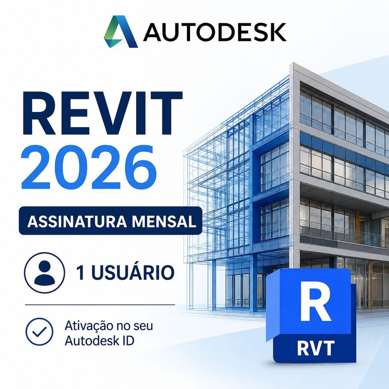 Autodesk Revit 2026 Original Assinatura Mensal 1 Usuário