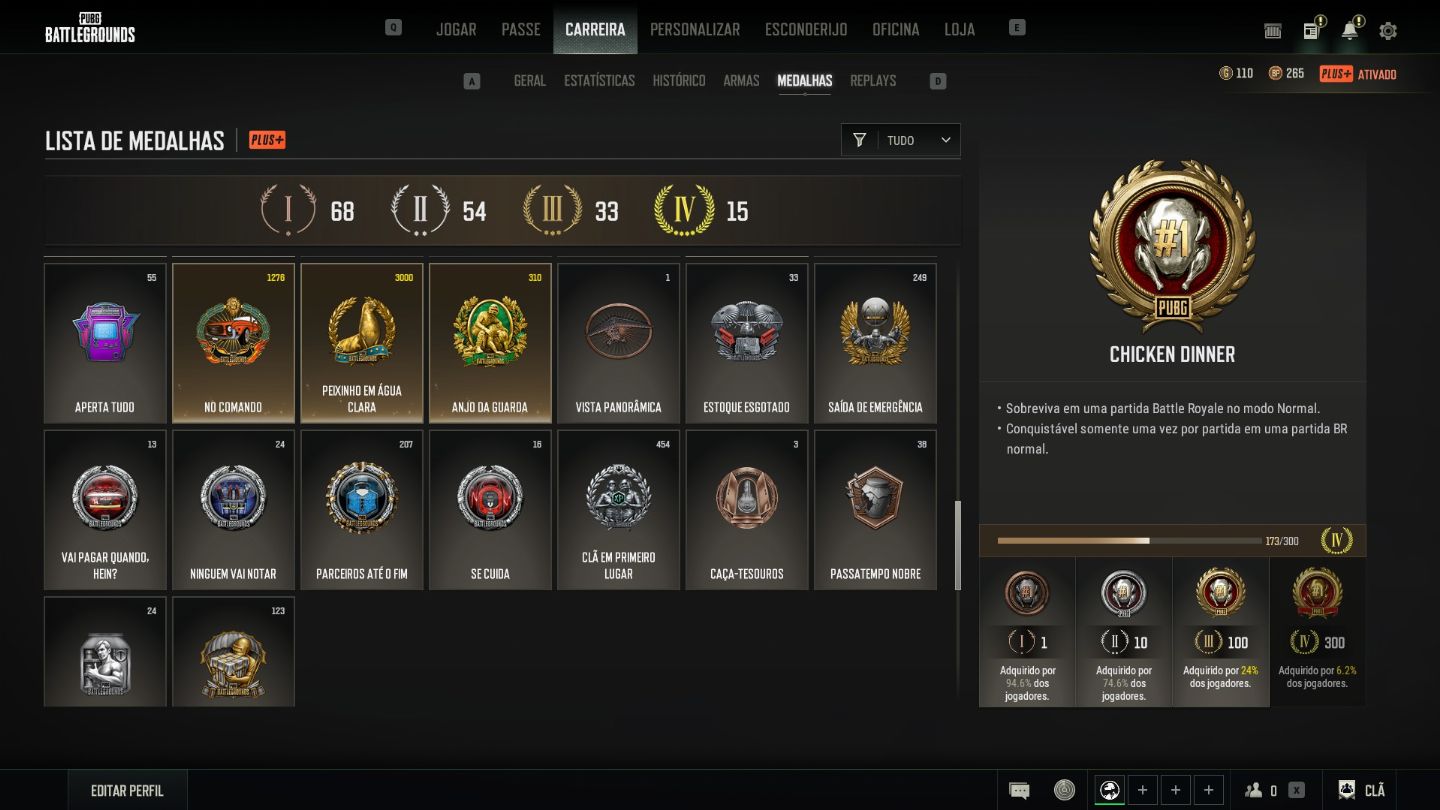Conta de PUBG Plus STEAM - LVL 500 - 3.420 horas - 6 Armas Pregressivas + croma