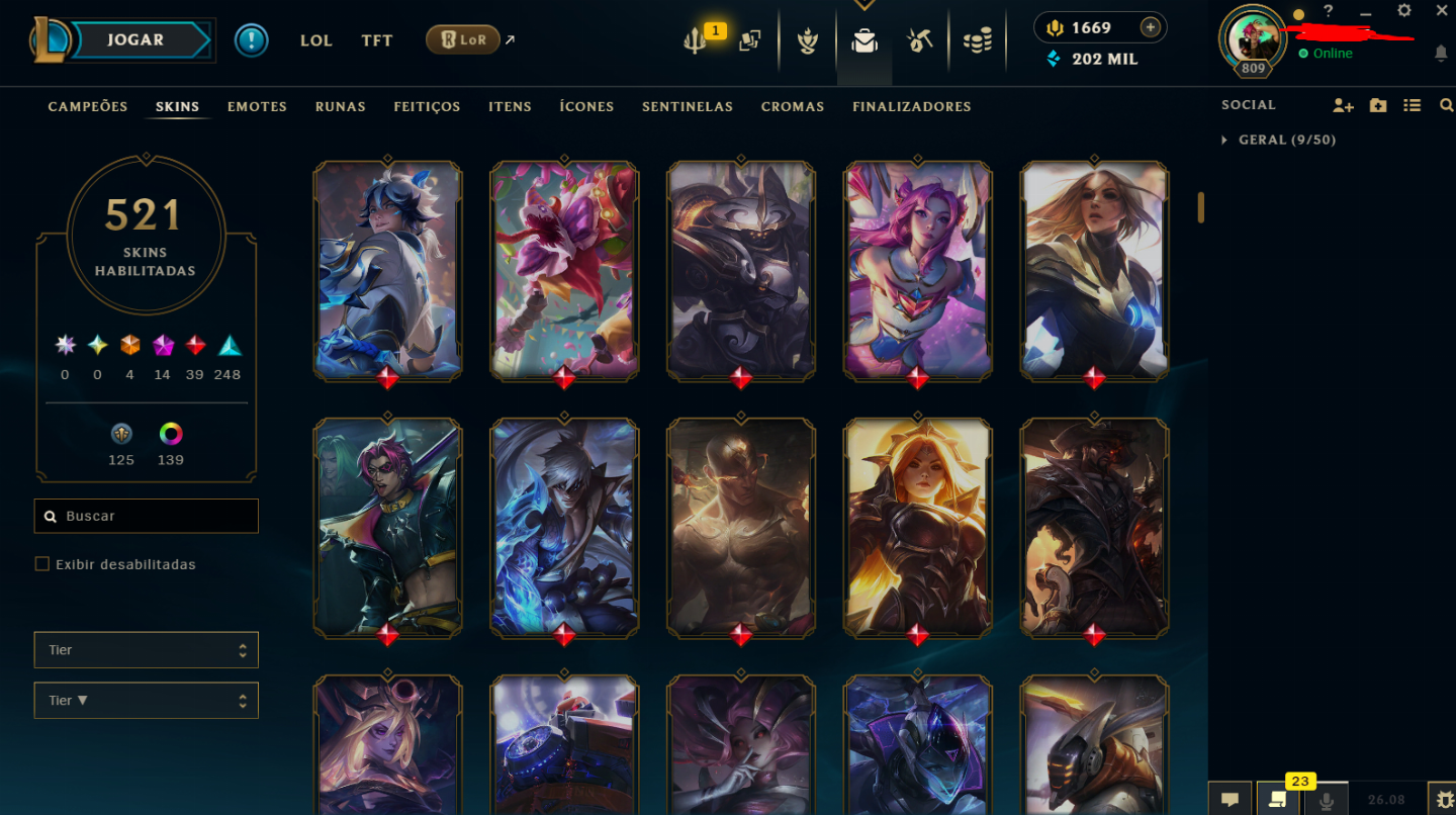 CONTA LEAGUE OF LEGENDs/ 593 SKINS / CAMPEÃ PRIMEIRO CLASH