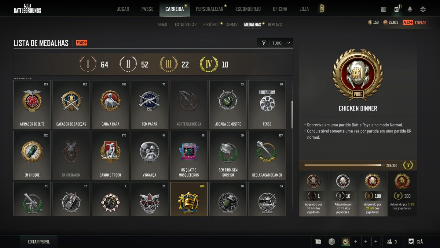 Conta PUBG Mestre | 4+ Skins Progressivas + 2600h Steam lvl 60