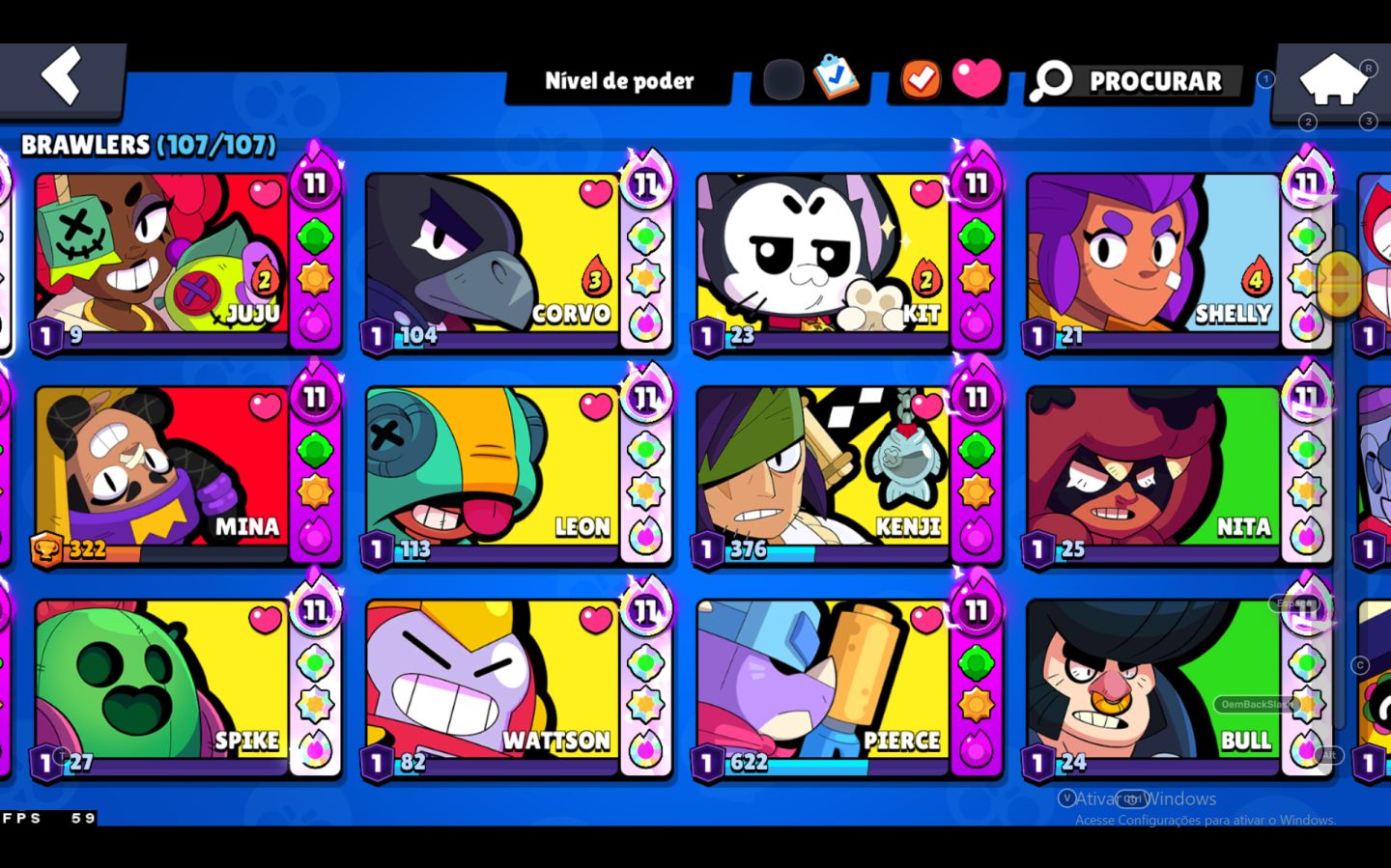CONTA BRAWL STARS 77K TROFÉUS | 107 BRAWLERS | 462 SKINS | 71 NÍVEL 11 | PROPASS