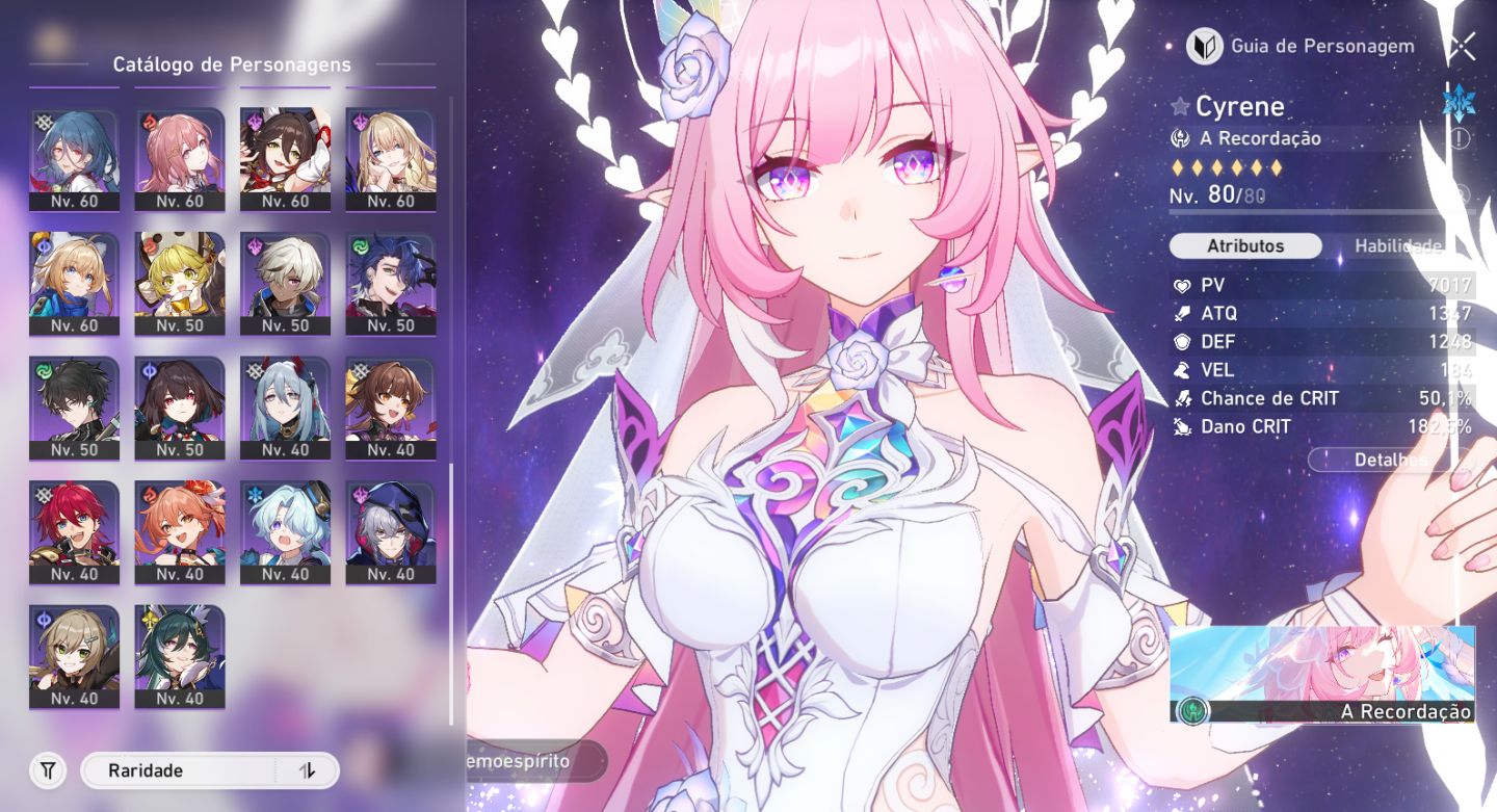 Conta GENSHIN + HSR + ZZZ ZIBAI, FLINS, CYRENE, EVANES, REMIELLE, SHUNG, PHOENIX