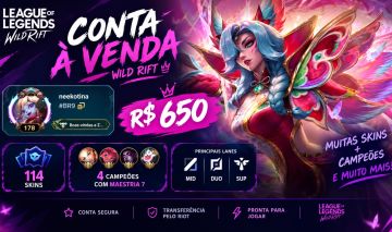 CONTA WILD RIFT / Nível 178 / 114 Skins / 142 Campeões