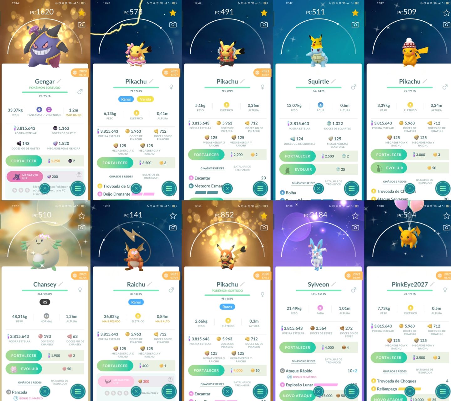 CONTA POKEGO - LVL 72 - ANO 2020 - 638 BRILHANTES - 100 MEGA EVOLUÇÕES