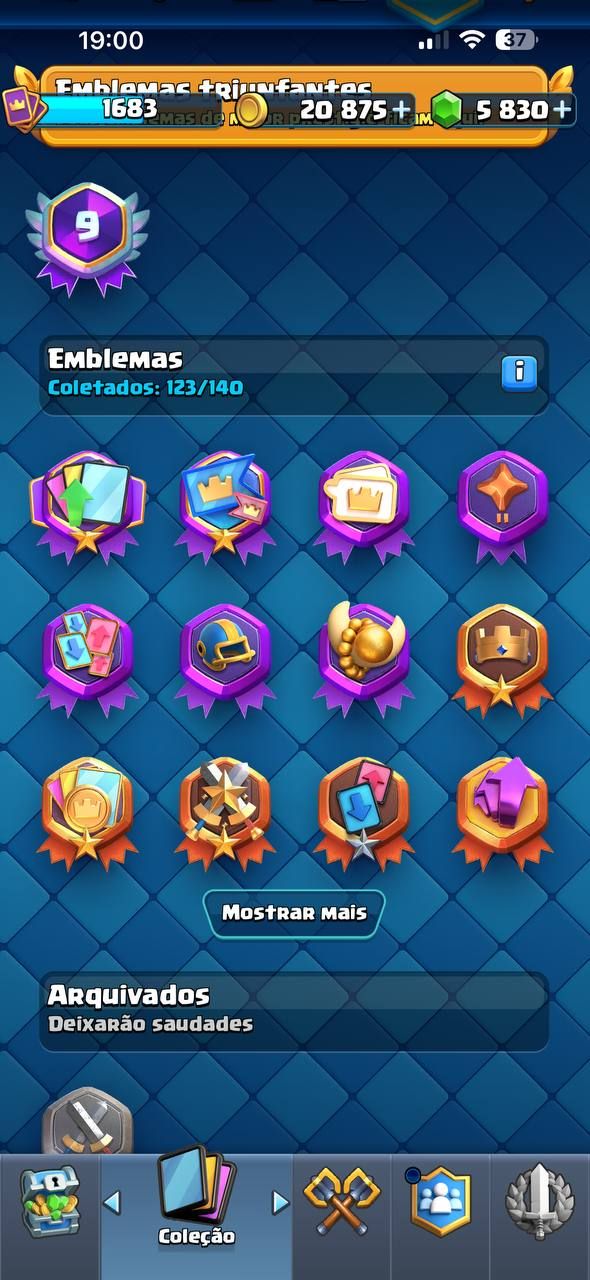 CONTA CLASH 9 ANOS/DECK 2.6 FULL/TODAS CARTAS/TORRE LVL15/5800 GEMAS