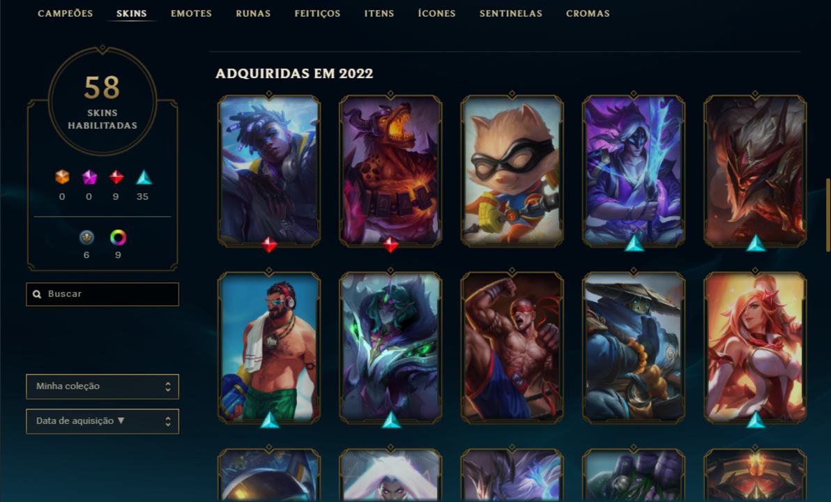 CONTA LOL COM 58 SKINS | UNRAKED | UPADA A MÃO